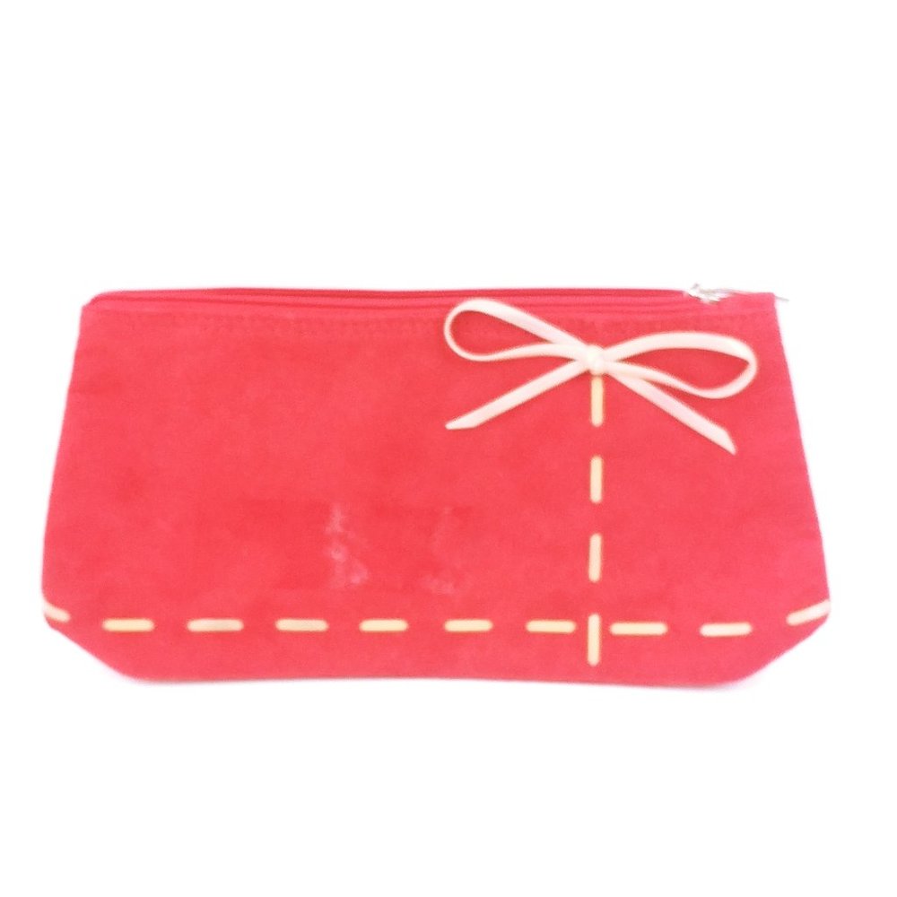 Lancome Red/Beige Small Bow Accent Purse (Posh236)